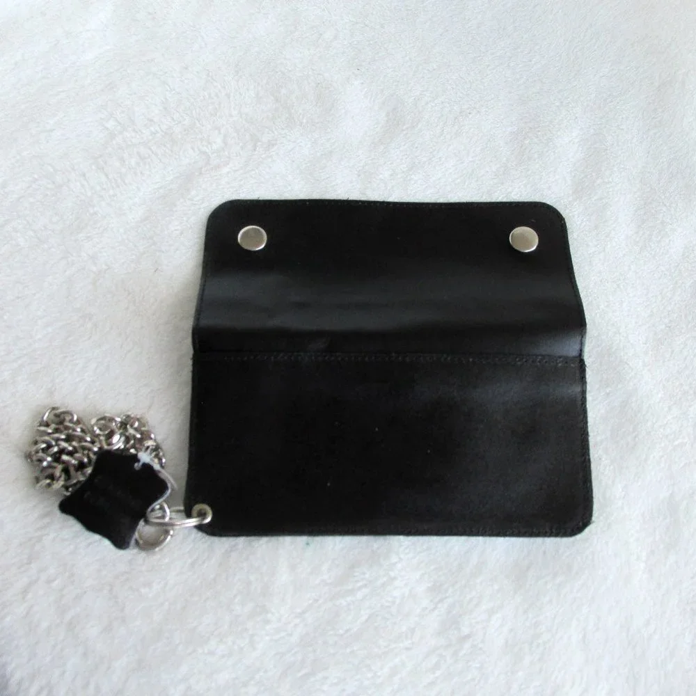 GENUINE Black Leather Chain Wallet NWOT - Picture 10 of 10